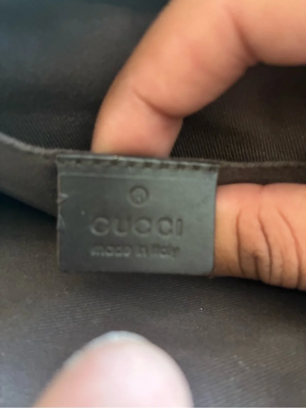 Vintage Gucci Black Monogram Belt Bag with Leather Trim
